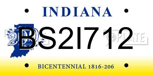 BS2I712 Indiana License Plate