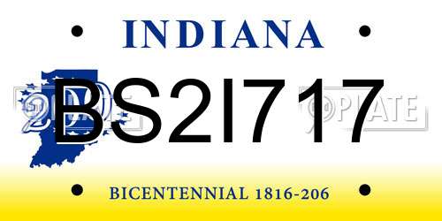 BS2I717 Indiana License Plate