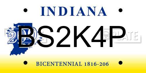 BS2K4P Indiana License Plate