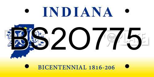 BS2O775 Indiana License Plate