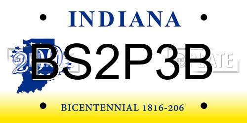 BS2P3B Indiana License Plate