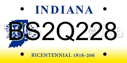 BS2Q228 Indiana License Plate
