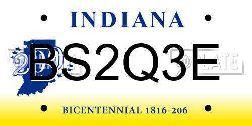 BS2Q3E Indiana License Plate