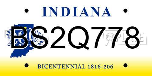 BS2Q778 Indiana License Plate