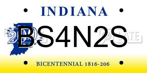 BS4N2S Indiana License Plate