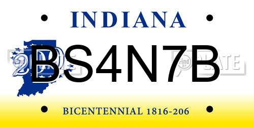 BS4N7B Indiana License Plate