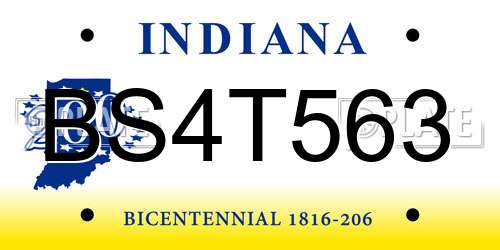 BS4T563 Indiana License Plate