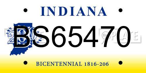 BS65470 Indiana License Plate