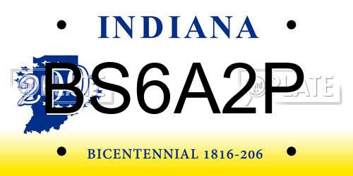 BS6A2P Indiana License Plate