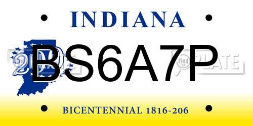 BS6A7P Indiana License Plate