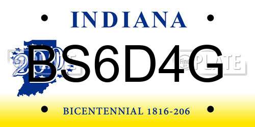 BS6D4G Indiana License Plate