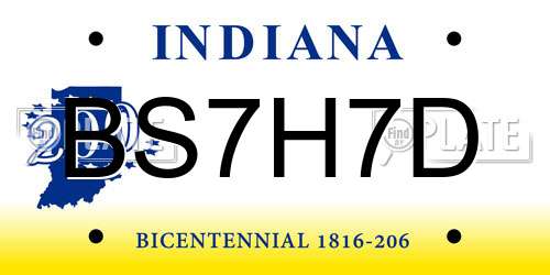 BS7H7D Indiana License Plate