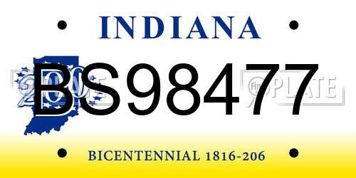 BS98477 Indiana License Plate