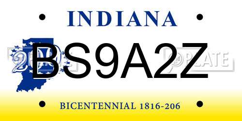 BS9A2Z Indiana License Plate