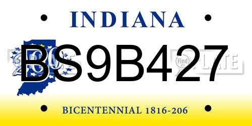 BS9B427 Indiana License Plate