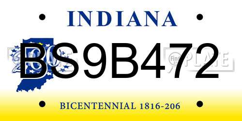 BS9B472 Indiana License Plate