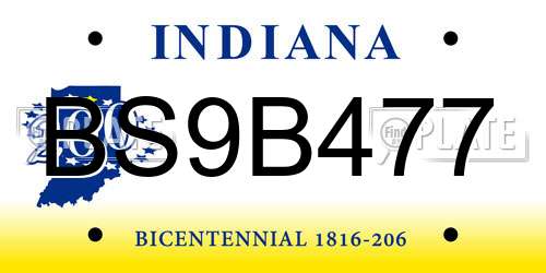 BS9B477 Indiana License Plate