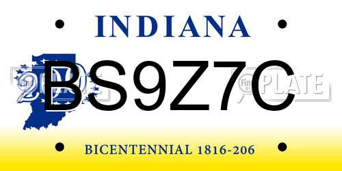 BS9Z7C Indiana License Plate