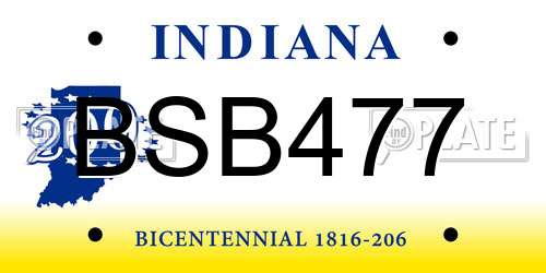 BSB477 Indiana License Plate