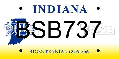 BSB737 Indiana License Plate