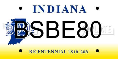 BSBE80 Indiana License Plate