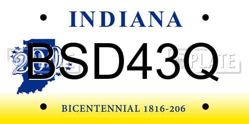 BSD43Q Indiana License Plate