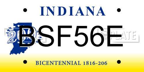 BSF56E Indiana License Plate