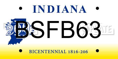 BSFB63 Indiana License Plate
