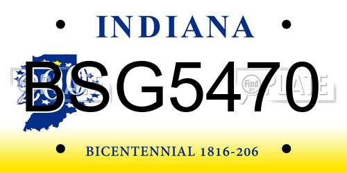 BSG5470 Indiana License Plate