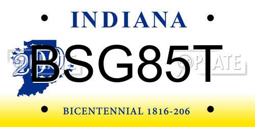 BSG85T Indiana License Plate