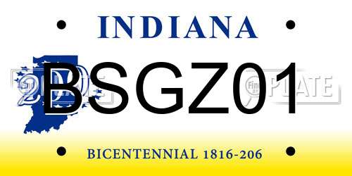 BSGZ01 Indiana License Plate