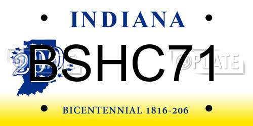 BSHC71 Indiana License Plate