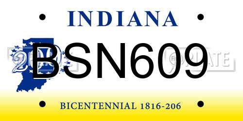 BSN609 Indiana License Plate