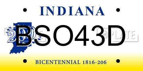 BSO43D Indiana License Plate