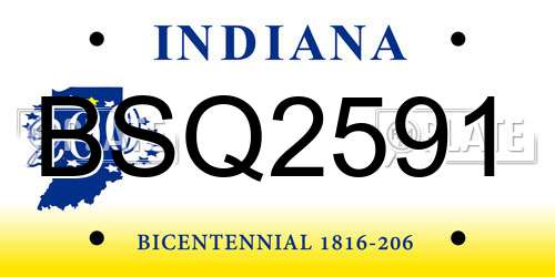 BSQ2591 Indiana License Plate