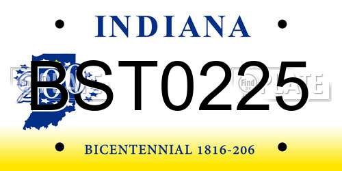 BST0225 Indiana License Plate