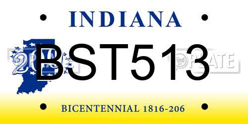 BST513 Indiana License Plate