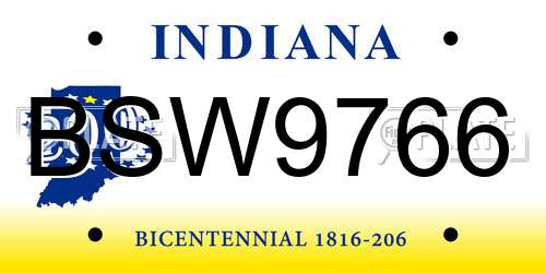 BSW9766 Indiana License Plate