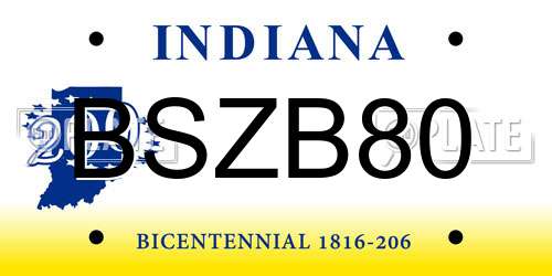 BSZB80 Indiana License Plate