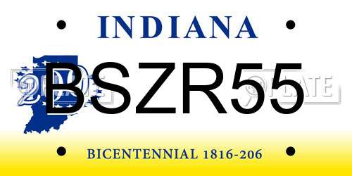 BSZR55 Indiana License Plate