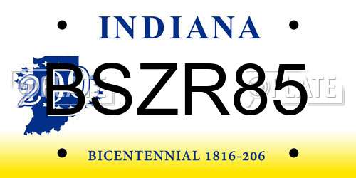 BSZR85 Indiana License Plate