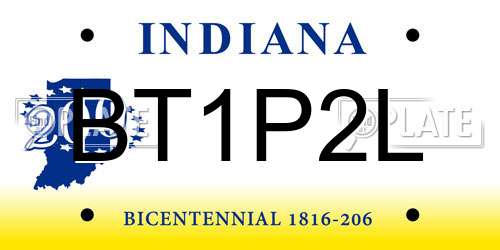 BT1P2L Indiana License Plate