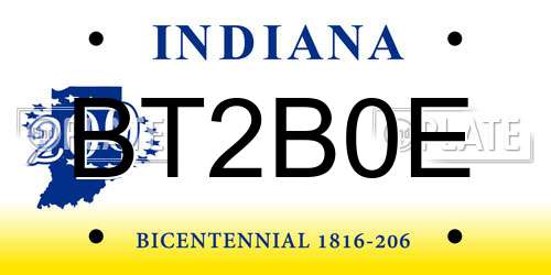 BT2B0E Indiana License Plate