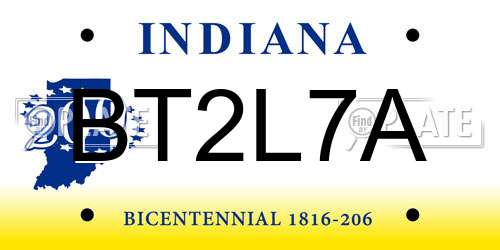 BT2L7A Indiana License Plate