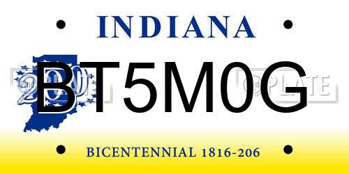 BT5M0G Indiana License Plate