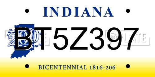 BT5Z397 Indiana License Plate