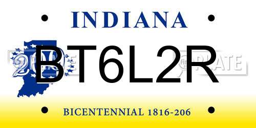 BT6L2R Indiana License Plate