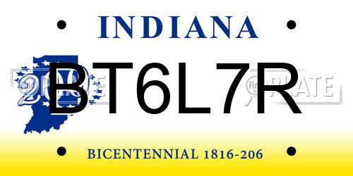 BT6L7R Indiana License Plate