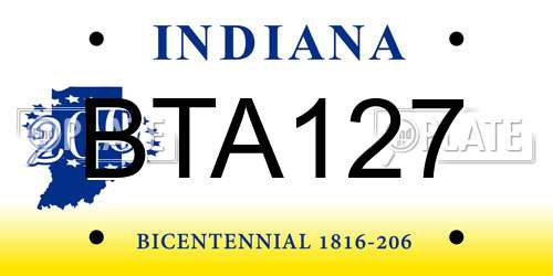 BTA127 Indiana License Plate