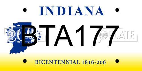 BTA177 Indiana License Plate